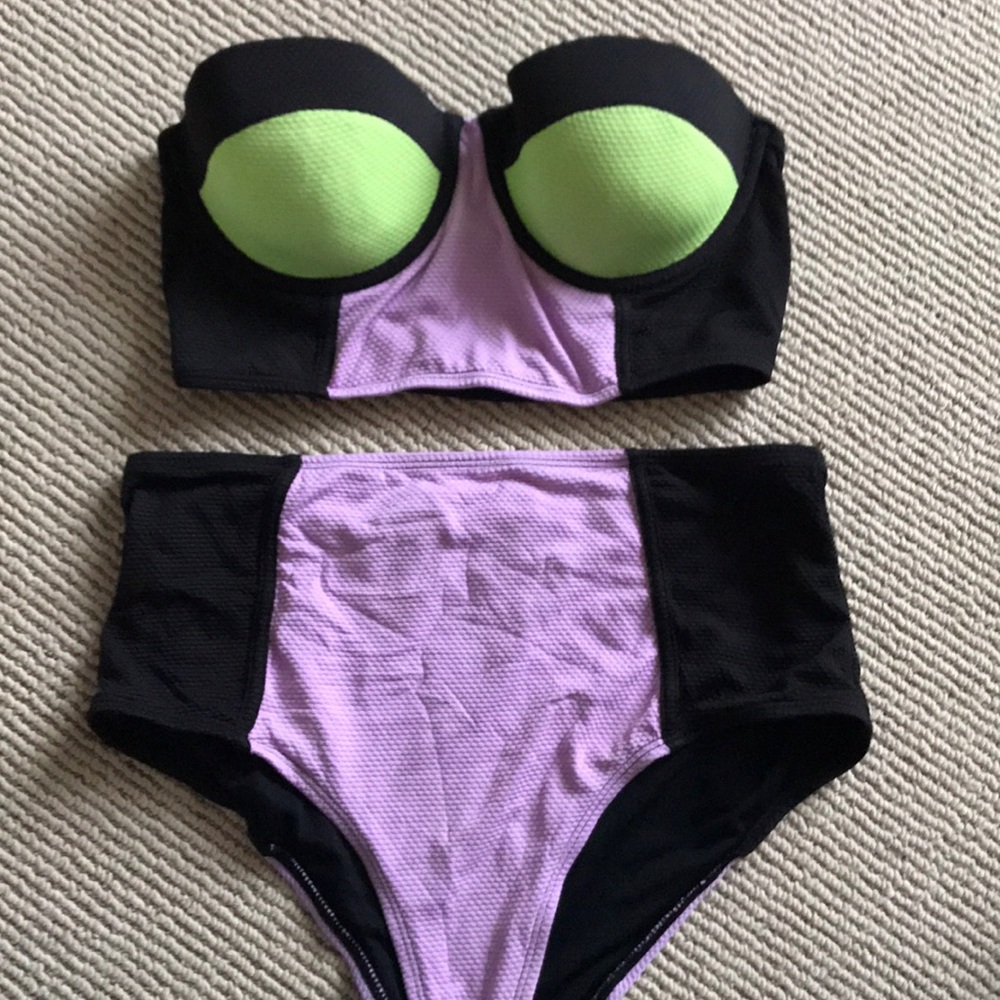 River Island Color Block Bikini High Waist